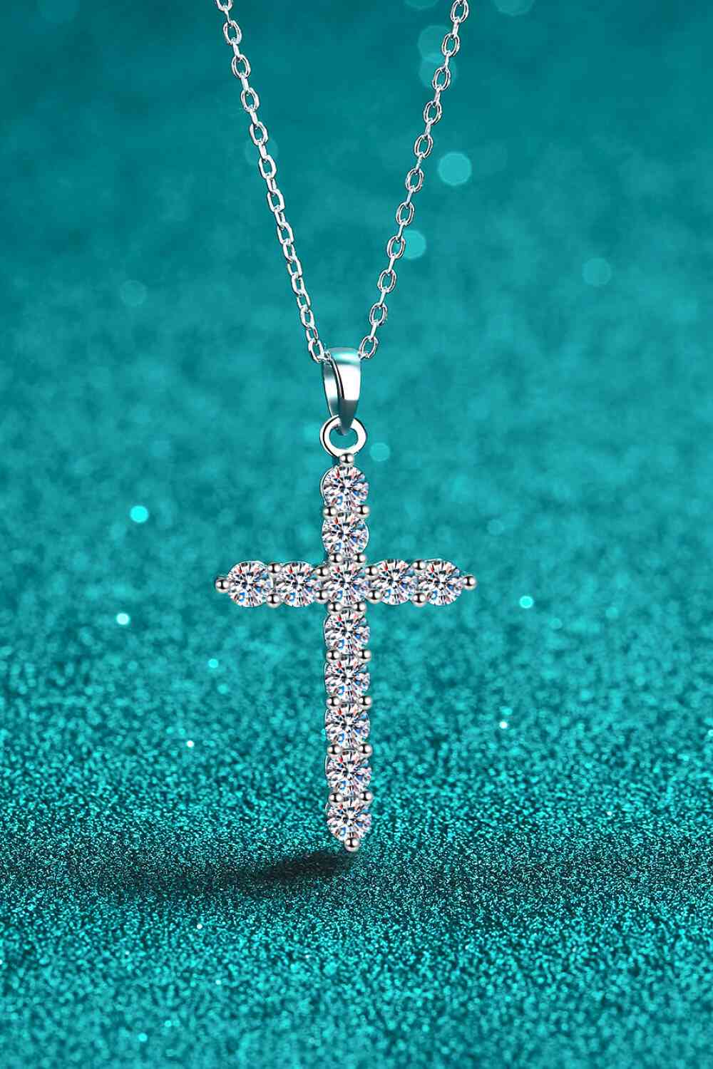 Adored 925 Sterling Silver Cross Moissanite Necklace - Kings Crown Jewel Boutique