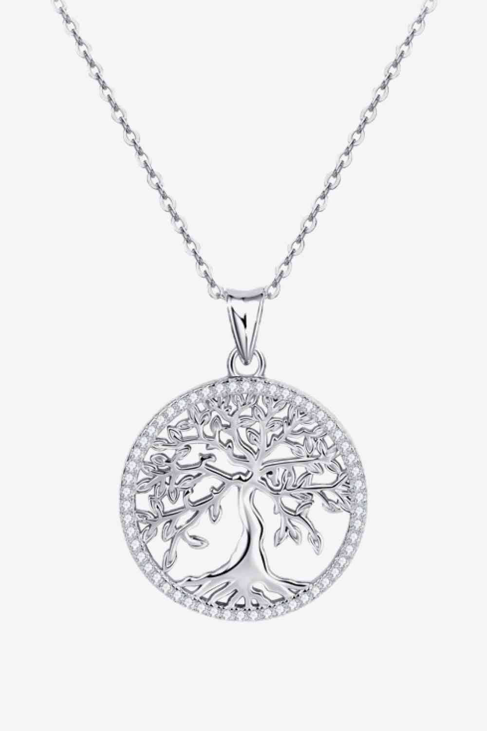 Adored 925 Sterling Silver Moissanite Tree Pendant Necklace - Kings Crown Jewel Boutique
