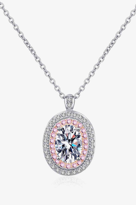 Adored 925 Sterling Silver Rhodium-Plated 1 Carat Moissanite Pendant Necklace - Kings Crown Jewel Boutique