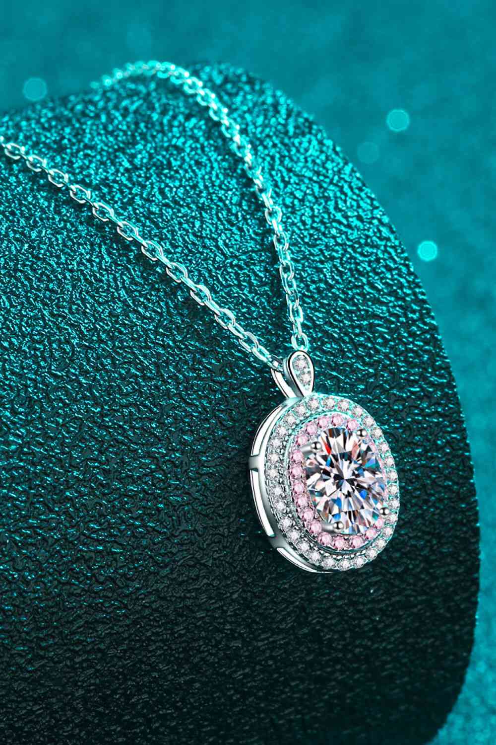 Adored 925 Sterling Silver Rhodium-Plated 1 Carat Moissanite Pendant Necklace - Kings Crown Jewel Boutique