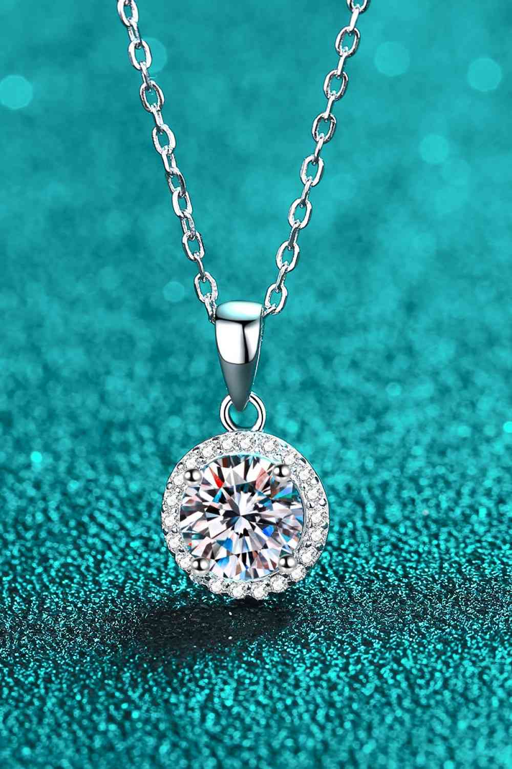 Adored Chance to Charm 1 Carat Moissanite Round Pendant Chain Necklace - Kings Crown Jewel Boutique