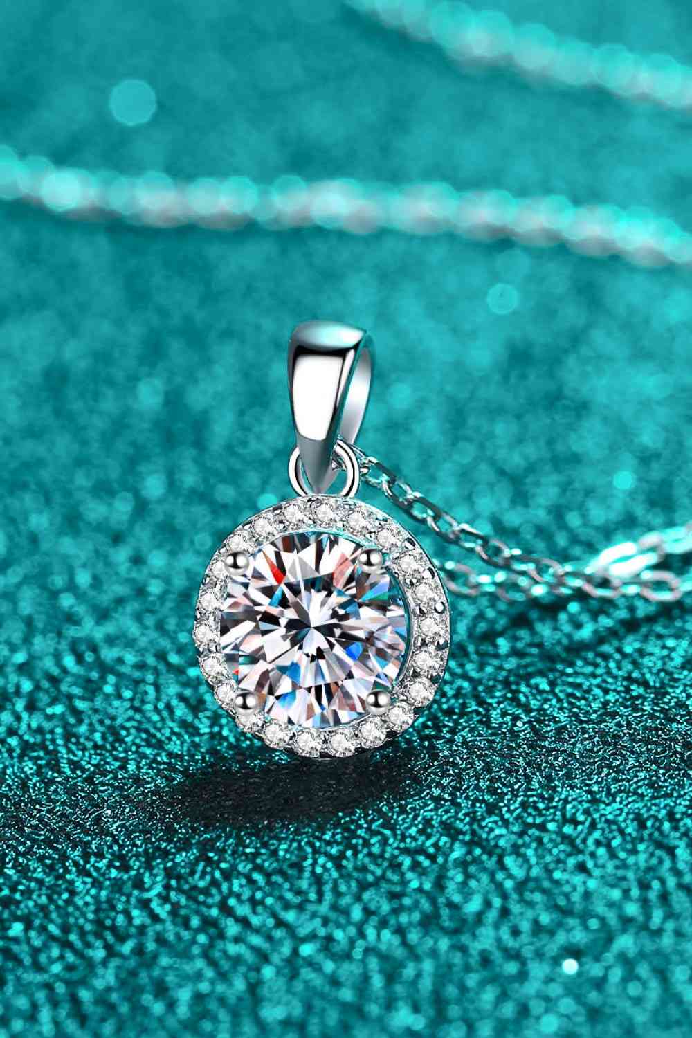 Adored Chance to Charm 1 Carat Moissanite Round Pendant Chain Necklace - Kings Crown Jewel Boutique