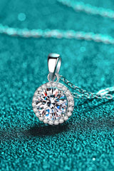 Adored Chance to Charm 1 Carat Moissanite Round Pendant Chain Necklace - Kings Crown Jewel Boutique