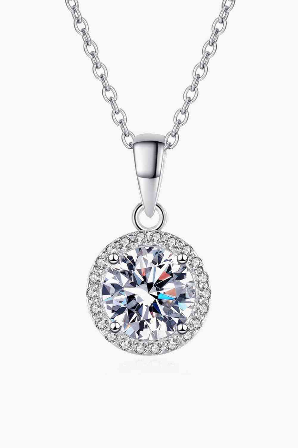 Adored Chance to Charm 1 Carat Moissanite Round Pendant Chain Necklace - Kings Crown Jewel Boutique