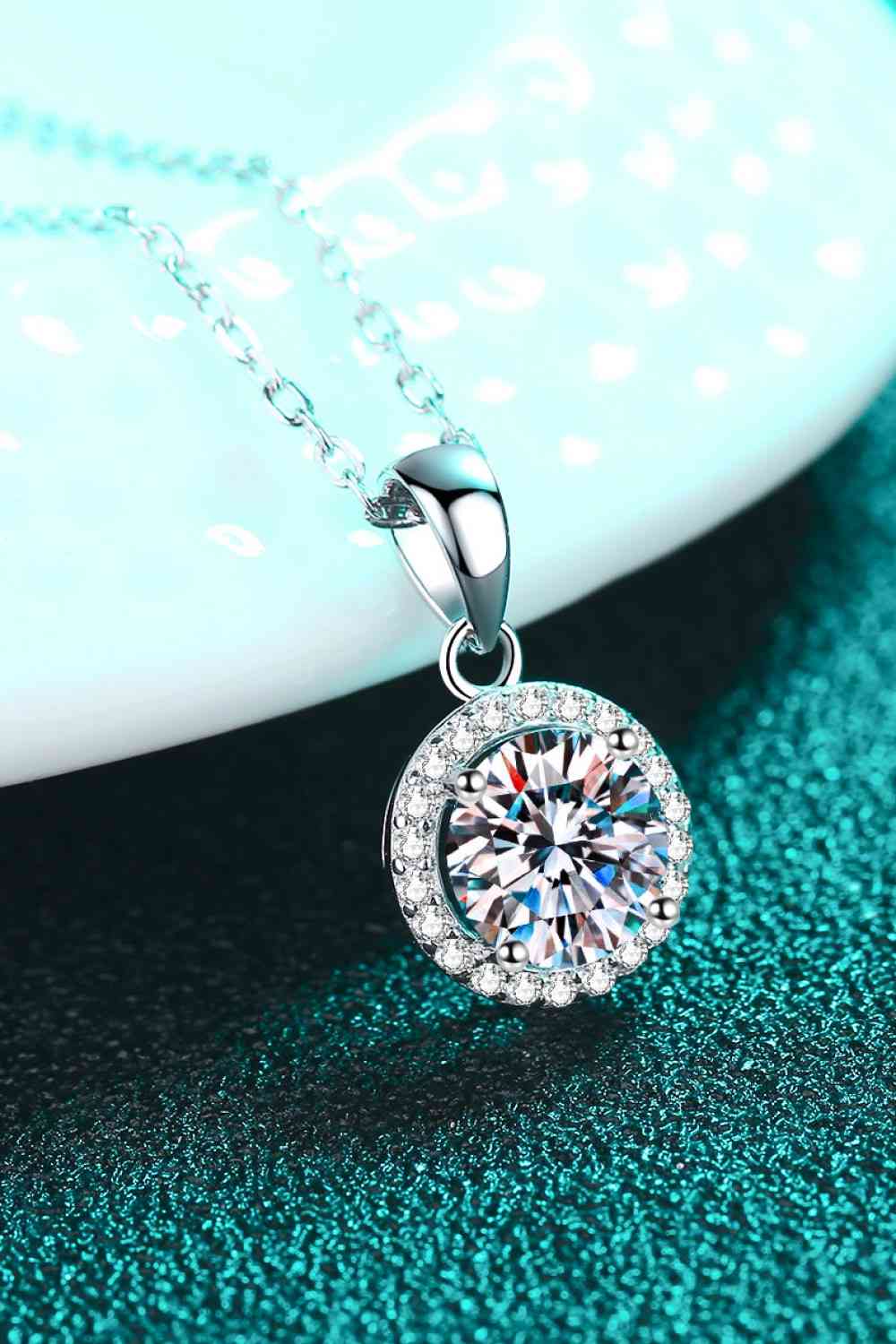 Adored Chance to Charm 1 Carat Moissanite Round Pendant Chain Necklace - Kings Crown Jewel Boutique