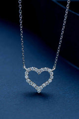 Adored Moissanite Platinum-Plated Heart Necklace - Kings Crown Jewel Boutique