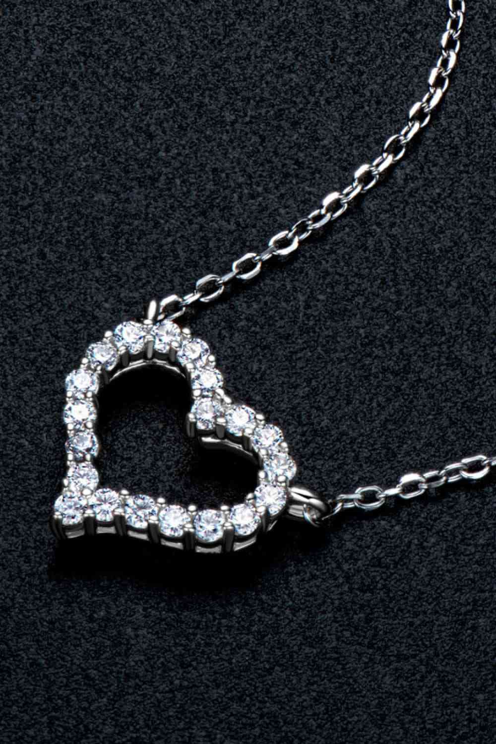 Adored Moissanite Platinum-Plated Heart Necklace - Kings Crown Jewel Boutique