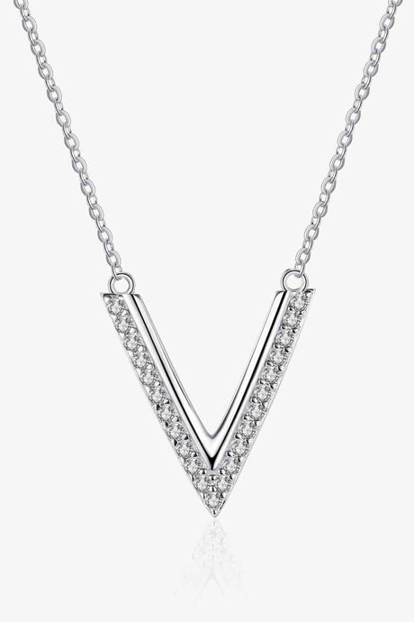 Adored Sterling Silver V Letter Pendant Necklace - Kings Crown Jewel Boutique