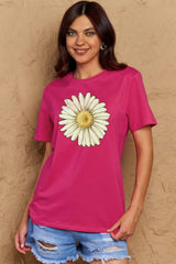 Simply Love Full Size FLOWER Graphic Cotton Tee king-general-store-5710.myshopify.com