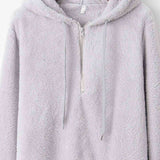 Quarter-Zip Drawstring Teddy Hoodie king-general-store-5710.myshopify.com