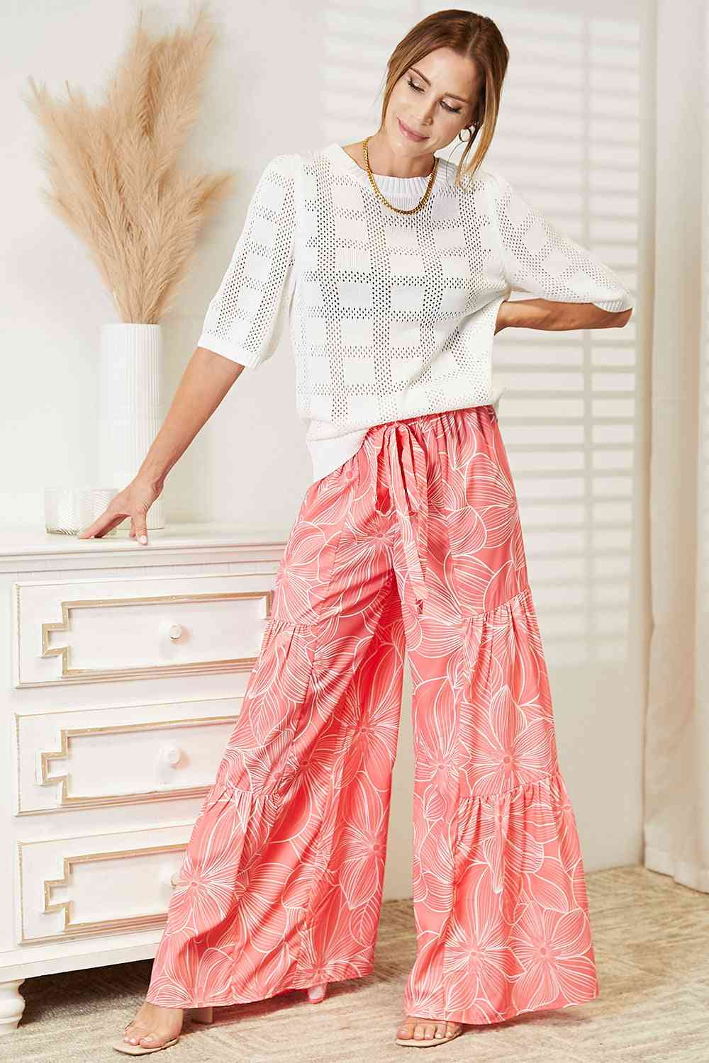 Double Take Floral Tiered Wide Leg Pants king-general-store-5710.myshopify.com