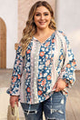 Plus Size Floral Tie Neck Blouse king-general-store-5710.myshopify.com