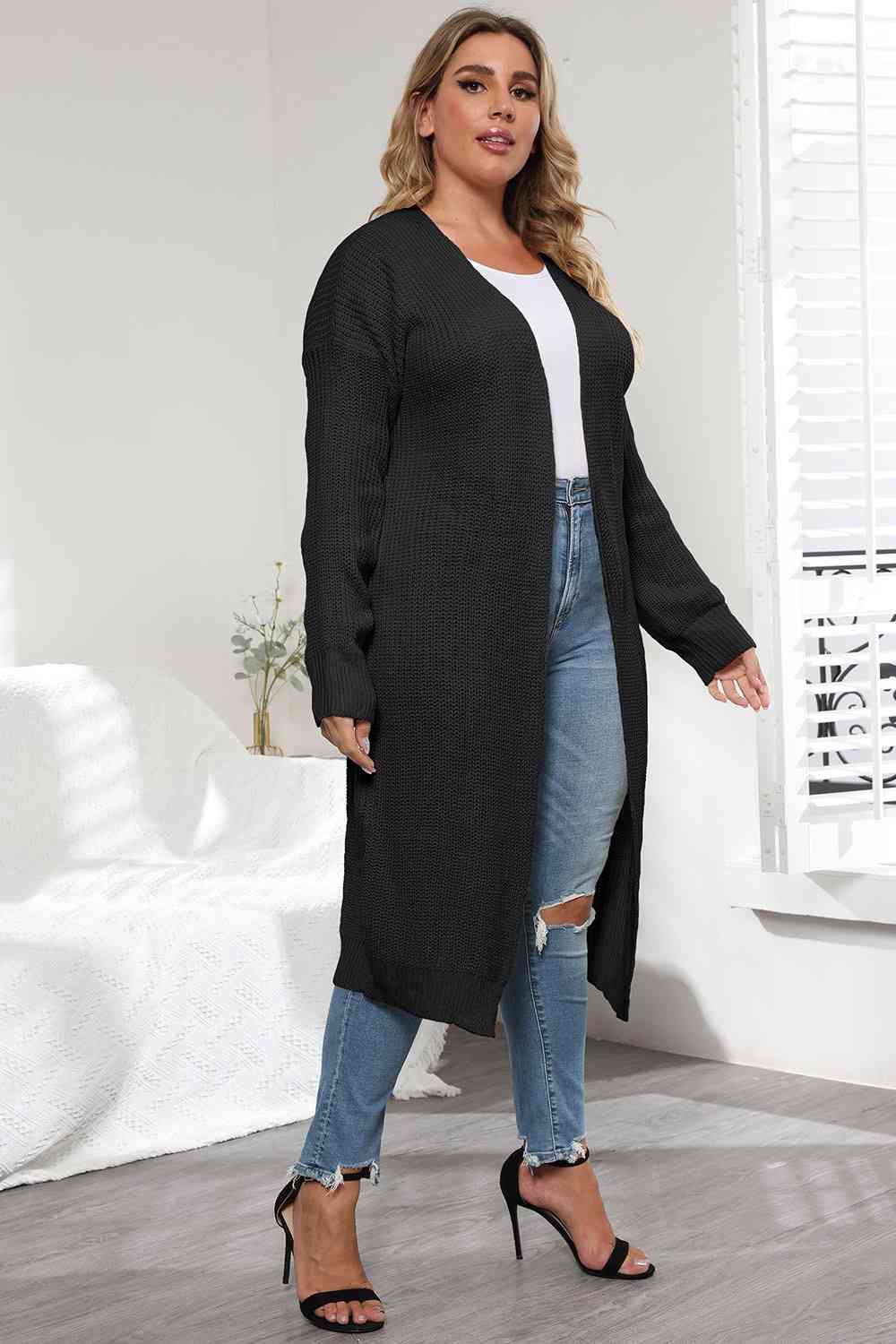 Plus Size Open Front Long Sleeve Cardigan king-general-store-5710.myshopify.com