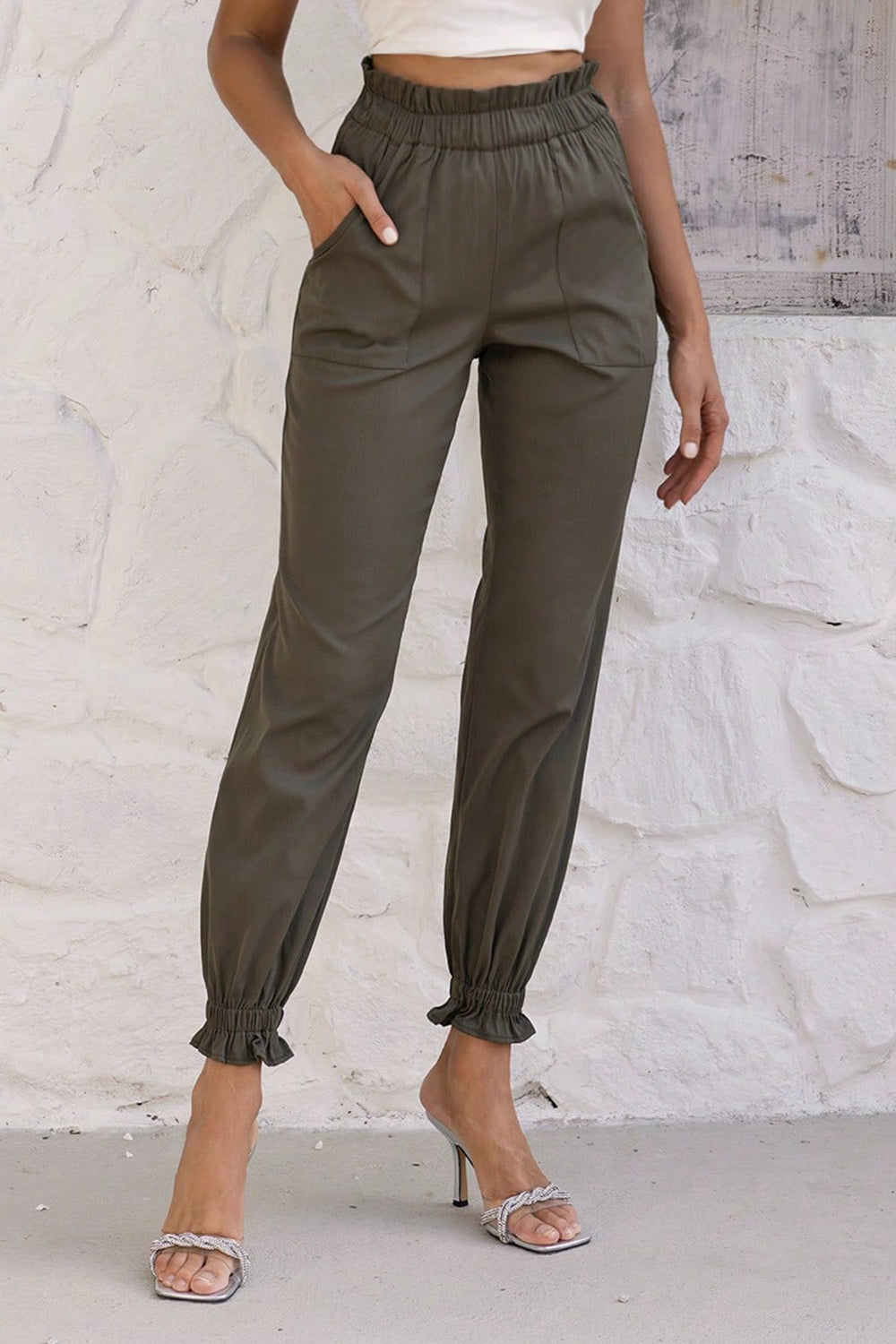 Paperbag Waist Pants with Pockets king-general-store-5710.myshopify.com