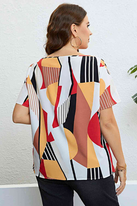 Plus Size Cutout Short Sleeve Blouse king-general-store-5710.myshopify.com