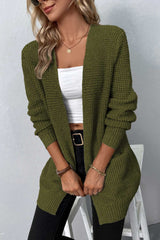 Rib-Knit Open Front Pocketed Cardigan king-general-store-5710.myshopify.com