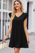 Ruffled V-Neck Flutter Sleeve Dress king-general-store-5710.myshopify.com