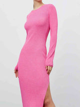 Round Neck Slit Sweater Dress king-general-store-5710.myshopify.com