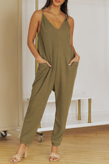 Spaghetti Strap Deep V Jumpsuit with Pockets king-general-store-5710.myshopify.com