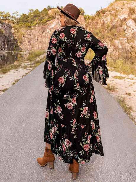 Plus Size Floral Flare Sleeve Dress king-general-store-5710.myshopify.com