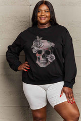 Simply Love Simply Love Full Size Dropped Shoulder SKULL Graphic Sweatshirt king-general-store-5710.myshopify.com