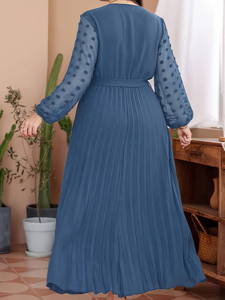 Plus Size Swiss Dot Tie Waist Maxi Dress king-general-store-5710.myshopify.com