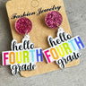 HELLO SECOND GRADE Acrylic Dangle Earrings king-general-store-5710.myshopify.com