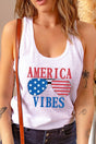 AMERICA VIBES Graphic Round Neck Tank - Kings Crown Jewel Boutique