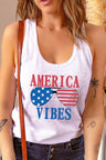 AMERICA VIBES Graphic Round Neck Tank - Kings Crown Jewel Boutique