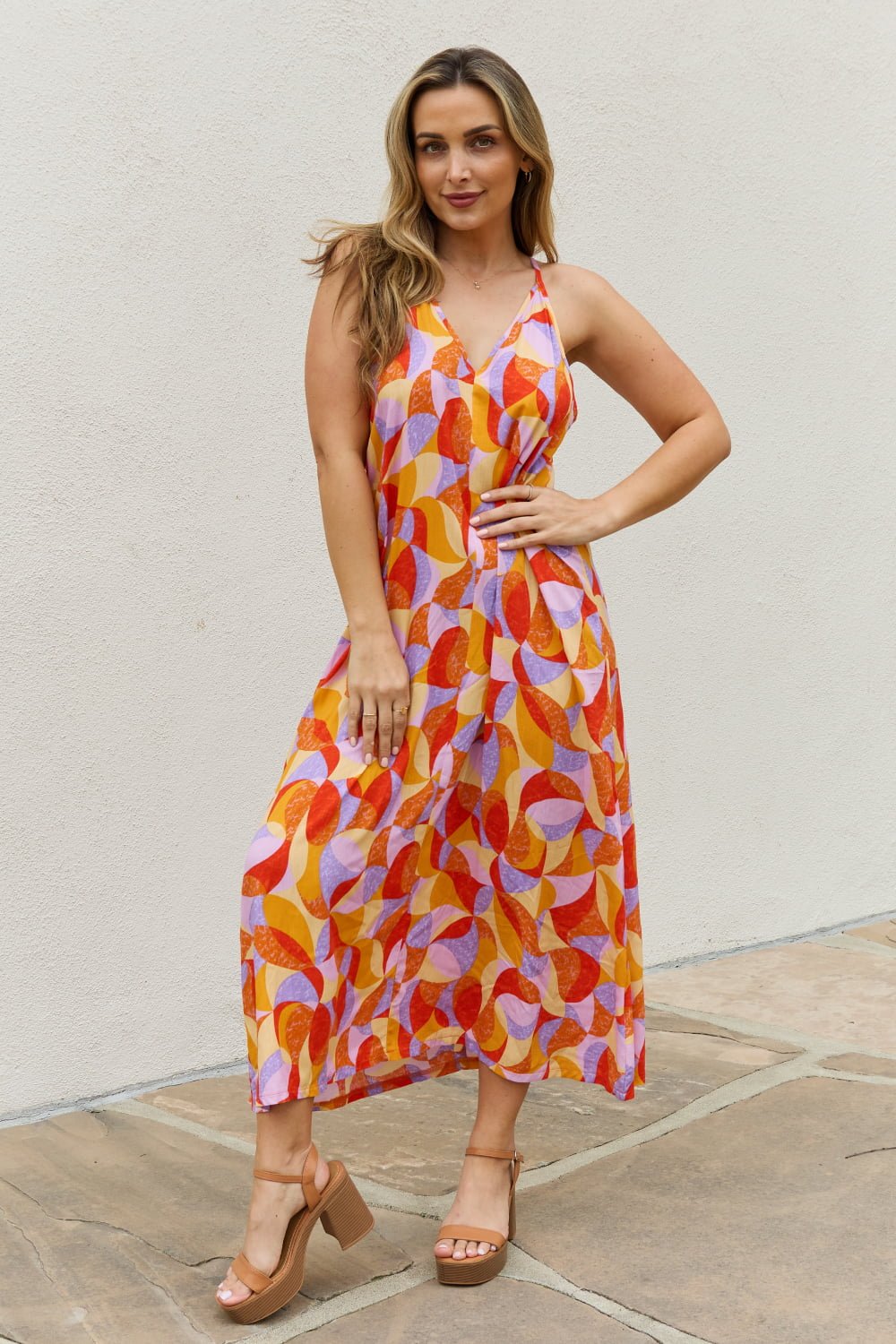 And The Why Full Size Printed Sleeveless Maxi Dress - Kings Crown Jewel Boutique