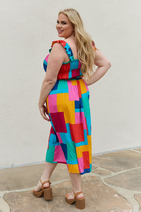 And The Why Multicolored Square Print Summer Dress - Kings Crown Jewel Boutique