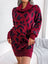 Animal Pattern Cowl Neck Mini Sweater Dress - Kings Crown Jewel Boutique