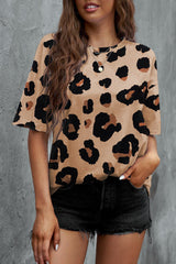 Animal Print Dropped Shoulder Round Neck T-Shirt - Kings Crown Jewel Boutique