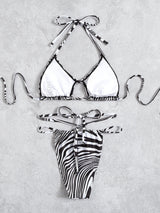 Animal Print Halter Neck Strappy Bikini Set - Kings Crown Jewel Boutique