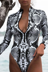 Animal Print Zipper Cut-Out Wetsuit - Kings Crown Jewel Boutique