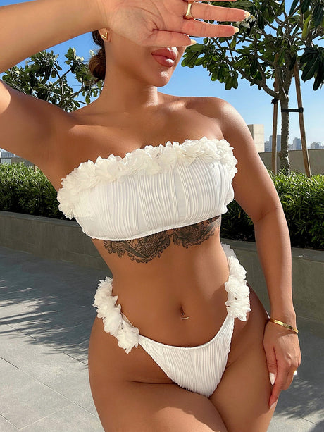 Applique Tie Back Two-Piece Bikini Set - Kings Crown Jewel Boutique