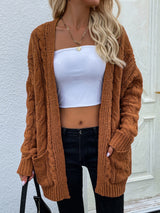 Cable-Knit Open Front Cardigan with Front Pockets king-general-store-5710.myshopify.com