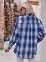 Plaid Dropped Shoulder Longline Shirt king-general-store-5710.myshopify.com