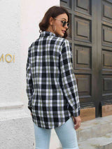 Plaid Collared Neck Buttoned Shirt with Pockets king-general-store-5710.myshopify.com