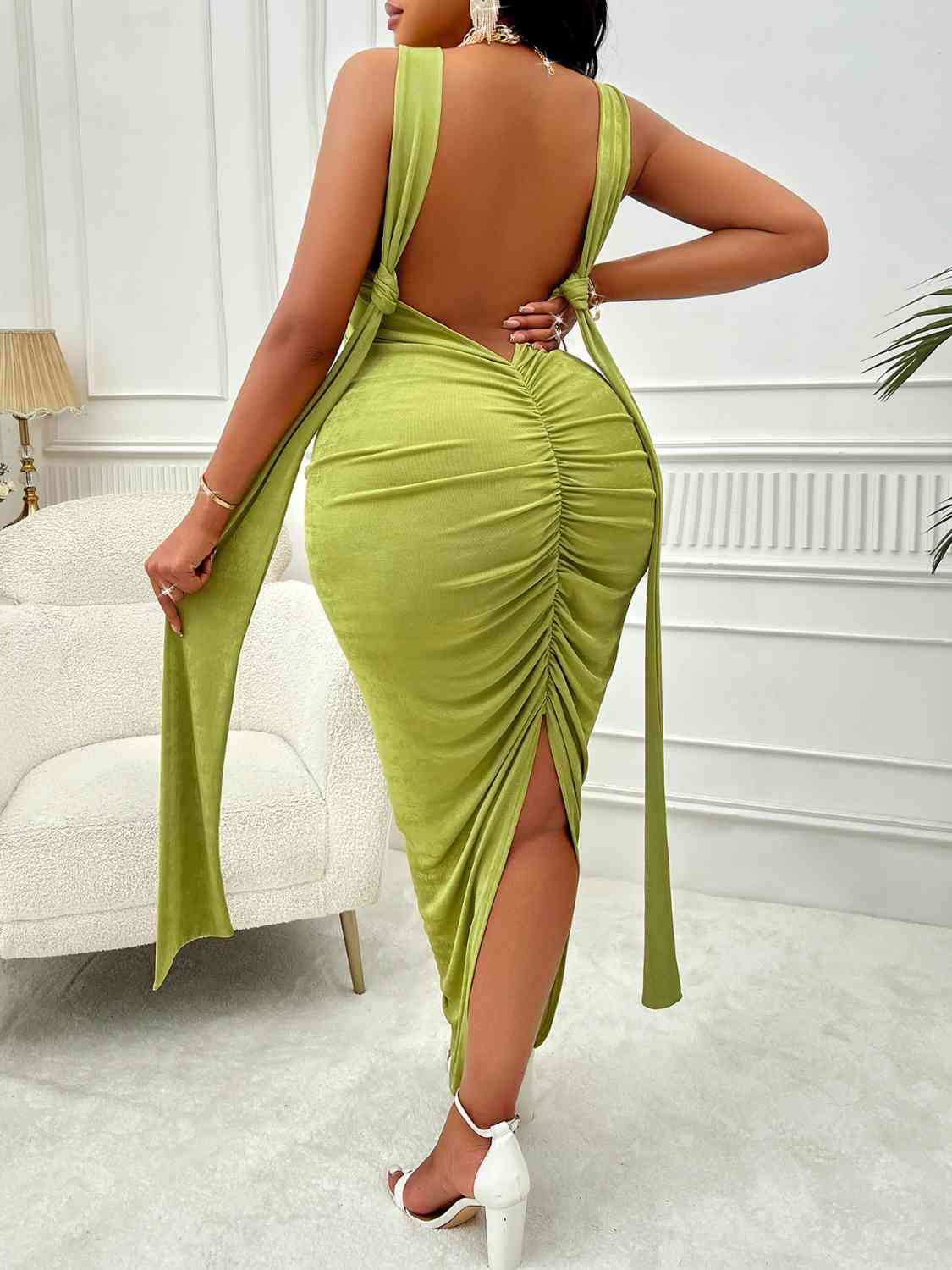 Plus Size Backless Ruched Dress king-general-store-5710.myshopify.com