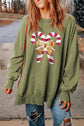 Sequin Candy Cane Round Neck Slit Sweatshirt king-general-store-5710.myshopify.com