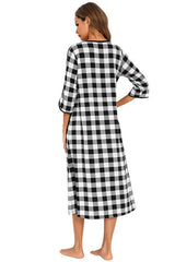 Round Neck Three-Quarter Sleeve Midi Night Dress king-general-store-5710.myshopify.com