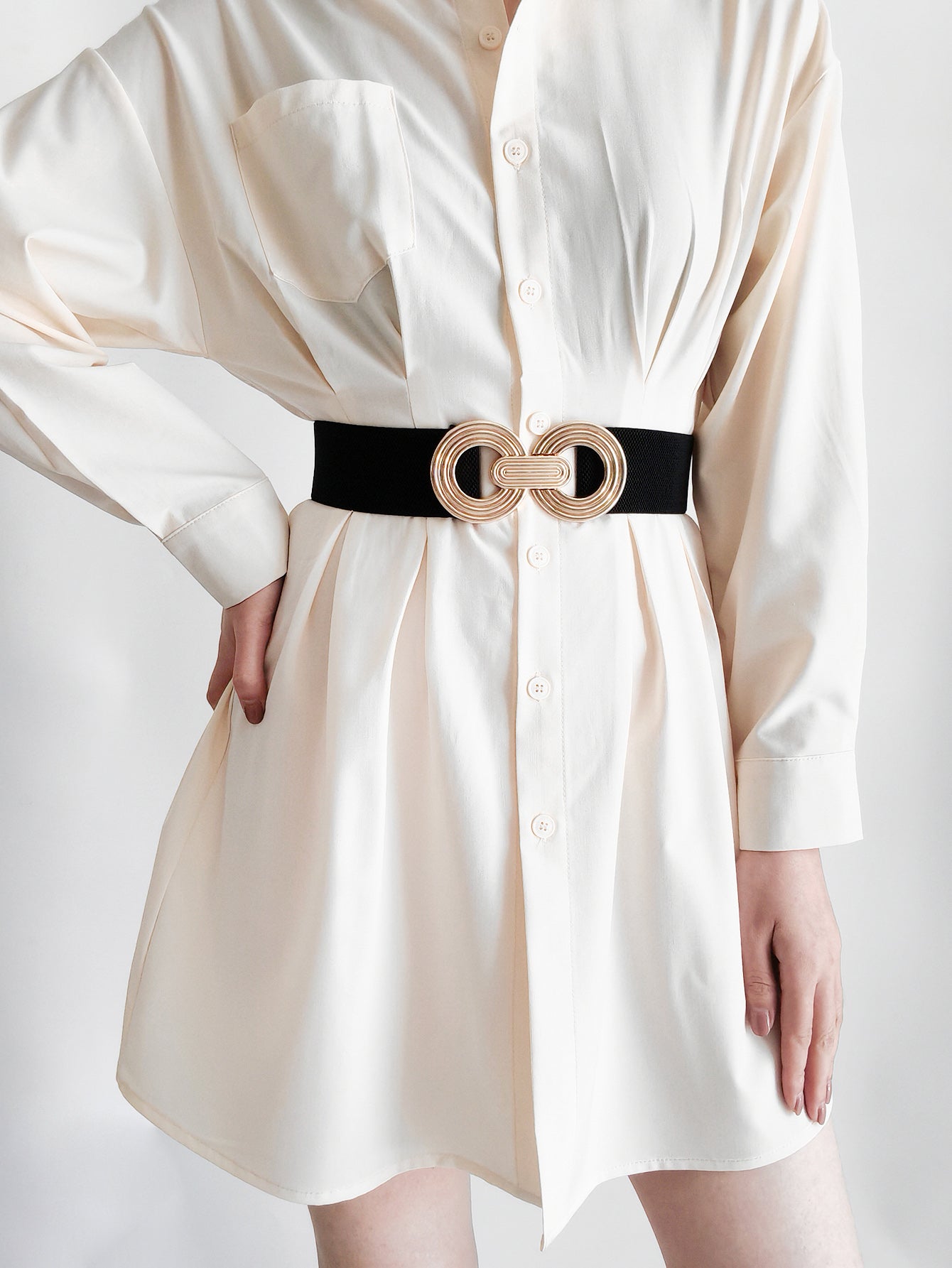 Geometric Buckle Elastic Wide Belt king-general-store-5710.myshopify.com