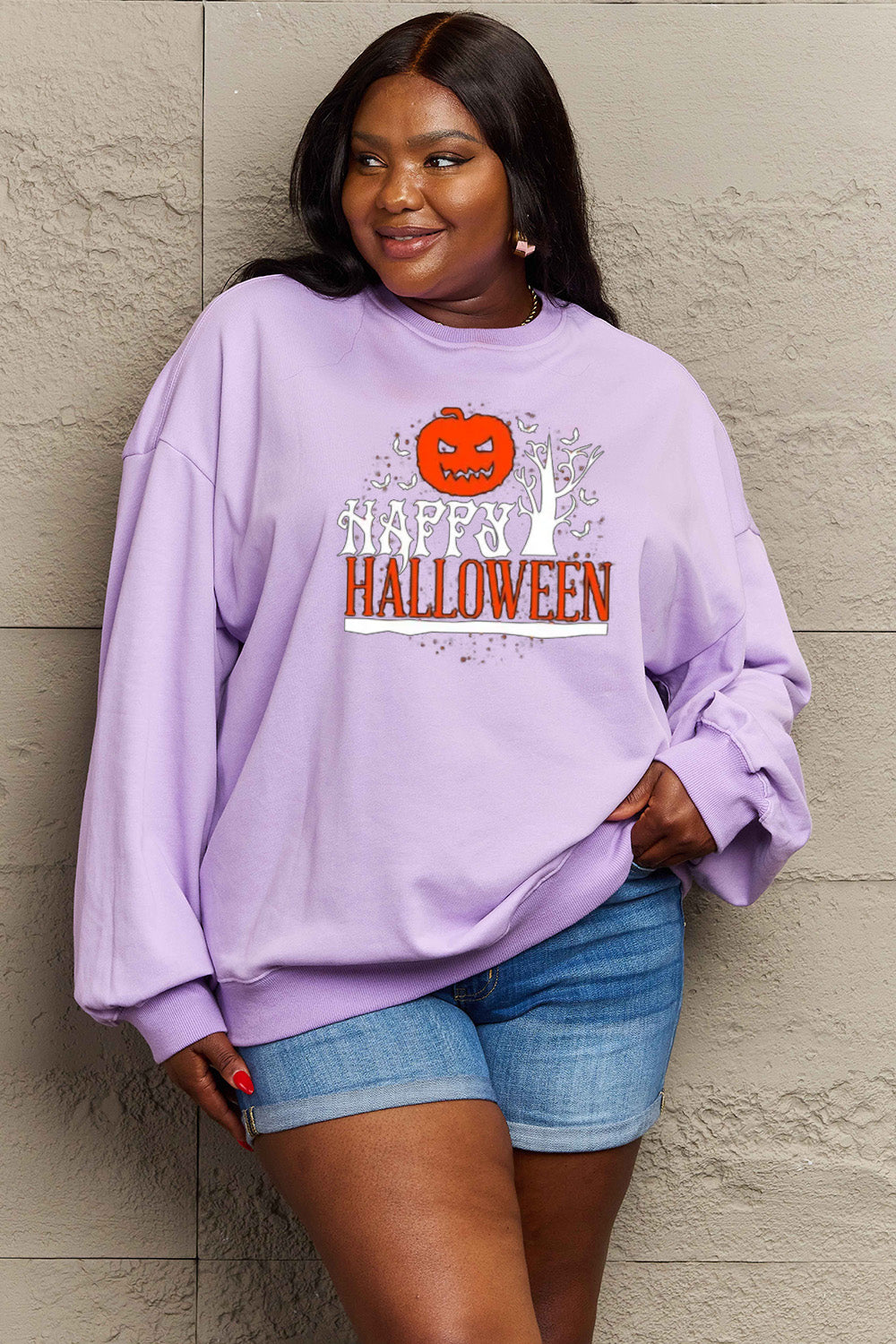 Simply Love Full Size HAPPY HALLOWEEN Graphic Sweatshirt king-general-store-5710.myshopify.com