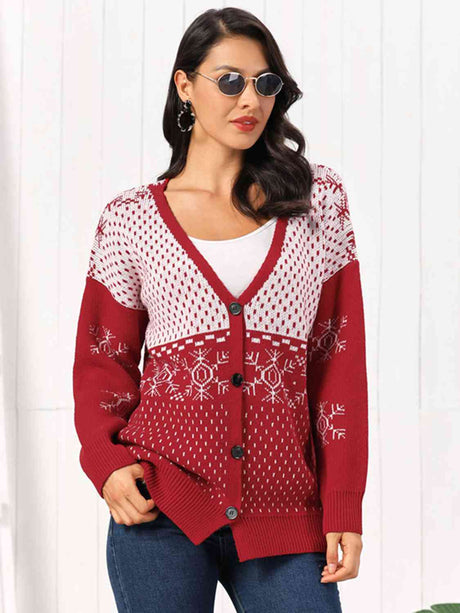 Snowflake Button Down Cardigan king-general-store-5710.myshopify.com