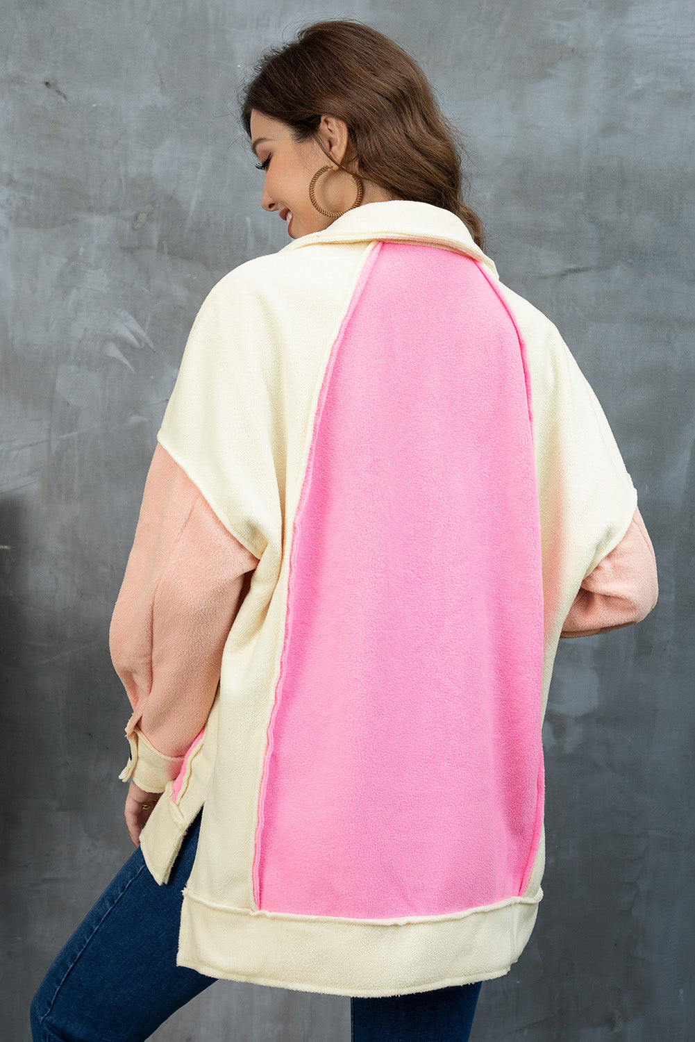 Color Block Collared Slit Jacket king-general-store-5710.myshopify.com