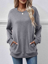 Dropped Shoulder Sweatshirt with Pockets king-general-store-5710.myshopify.com