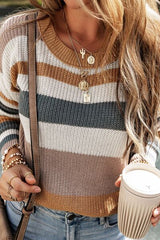 Striped Round Neck Dropped Shoulder Sweater king-general-store-5710.myshopify.com