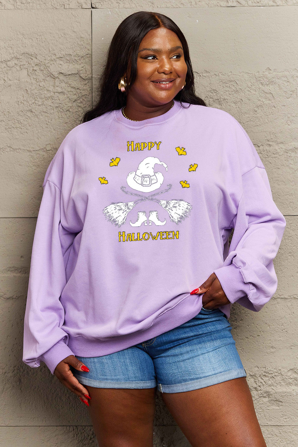 Simply Love Full Size HAPPY HALLOWEEN Graphic Sweatshirt king-general-store-5710.myshopify.com