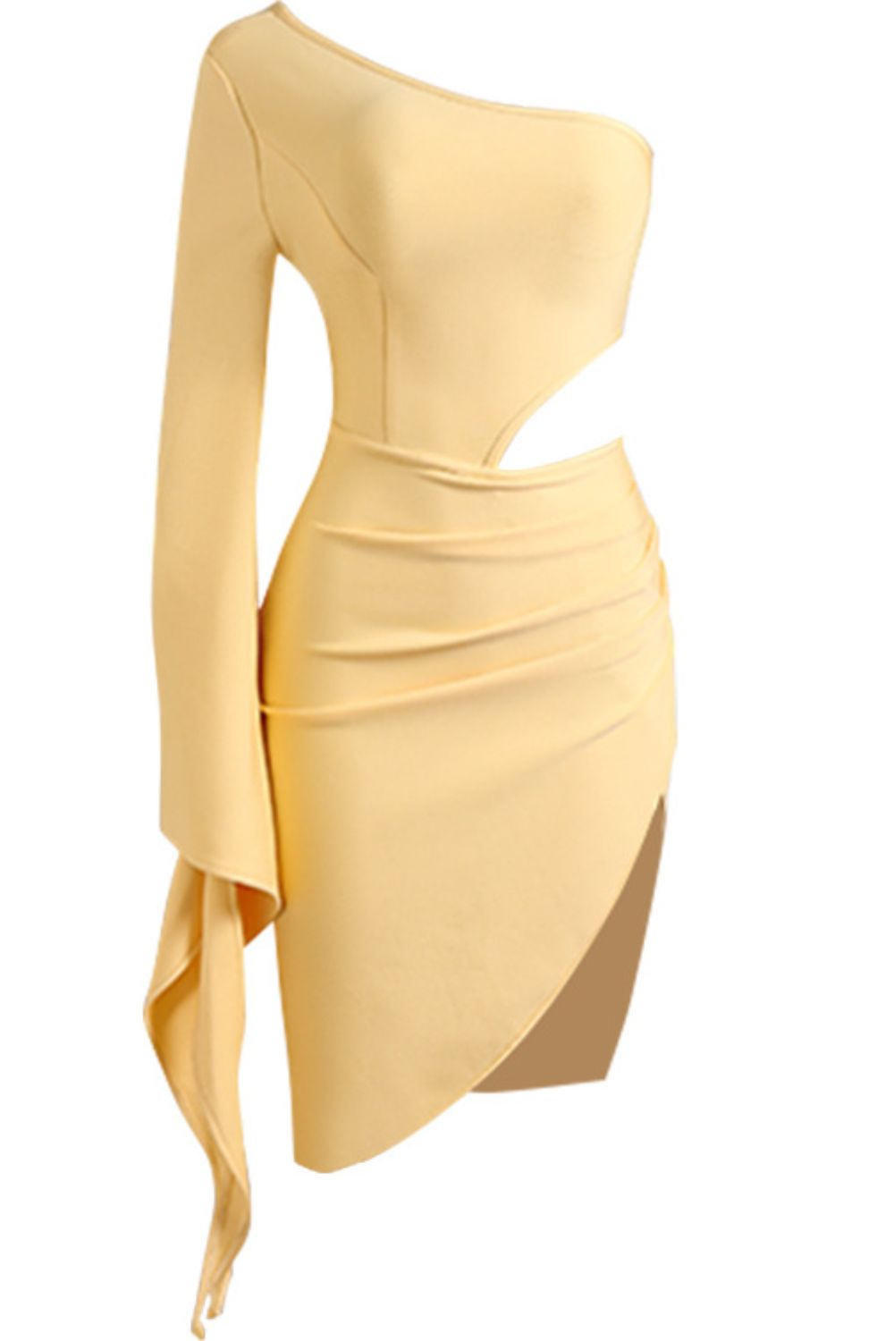 Cutout Split Flare Sleeve One-Shoulder Dress king-general-store-5710.myshopify.com